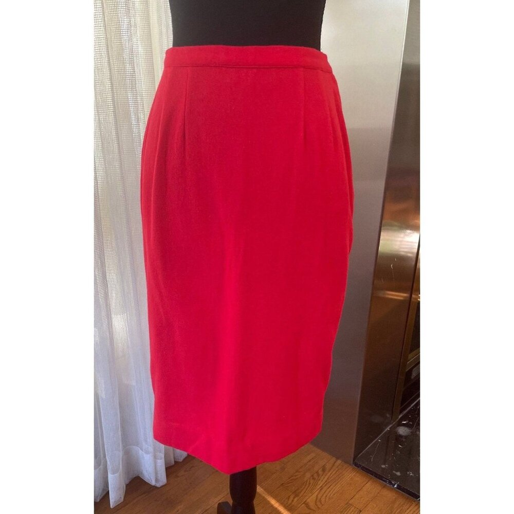Vintage 50s skirt, 100% wool red pencil skirt, Koret of California, XSmall